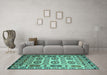 Machine Washable Southwestern Turquoise Country Area Rugs in a Living Room,, wshtr2517turq