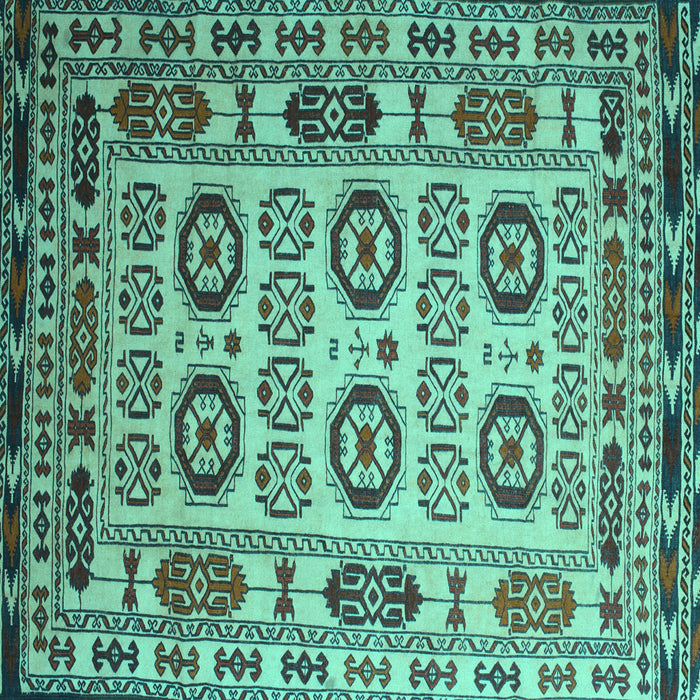 Square Machine Washable Southwestern Turquoise Country Area Rugs, wshtr2517turq