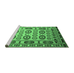 Sideview of Machine Washable Southwestern Emerald Green Country Area Rugs, wshtr2517emgrn