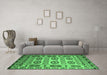 Machine Washable Southwestern Emerald Green Country Area Rugs in a Living Room,, wshtr2517emgrn