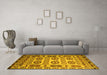 Machine Washable Southwestern Yellow Country Rug in a Living Room, wshtr2517yw