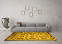 Machine Washable Southwestern Yellow Country Rug, wshtr2517yw