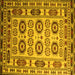 Square Machine Washable Southwestern Yellow Country Rug, wshtr2517yw