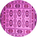 Round Machine Washable Southwestern Pink Country Rug, wshtr2517pnk