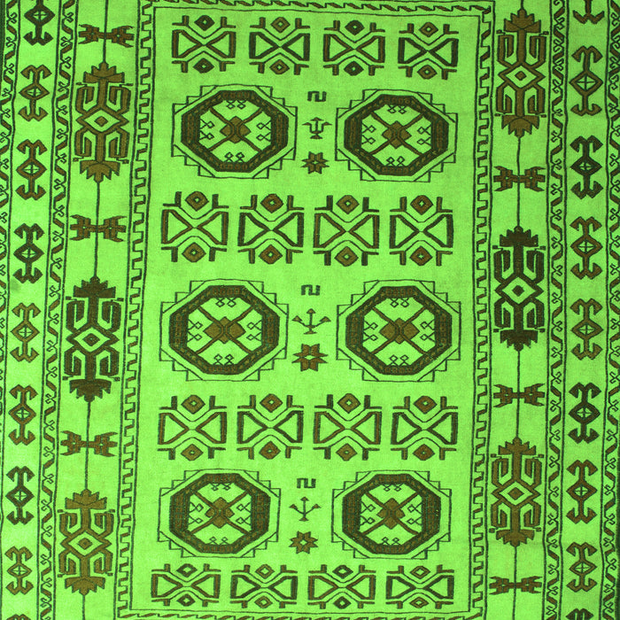 Serging Thickness of Machine Washable Southwestern Green Country Area Rugs, wshtr2517grn