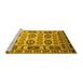 Sideview of Machine Washable Southwestern Yellow Country Rug, wshtr2517yw