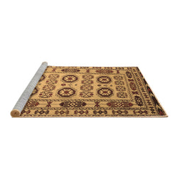Sideview of Machine Washable Southwestern Brown Country Rug, wshtr2517brn