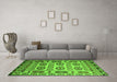 Machine Washable Southwestern Green Country Area Rugs in a Living Room,, wshtr2517grn