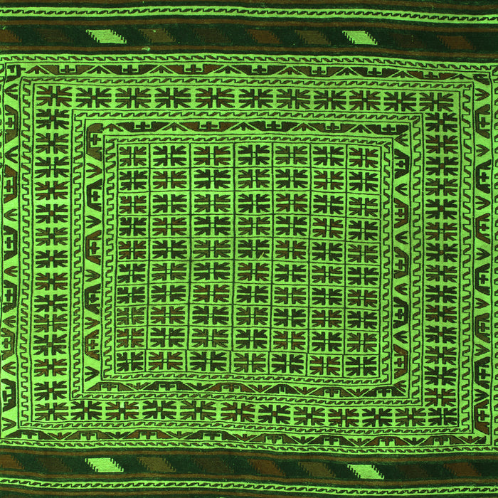 Serging Thickness of Machine Washable Southwestern Green Country Area Rugs, wshtr2518grn