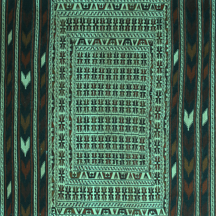 Square Machine Washable Southwestern Turquoise Country Area Rugs, wshtr2518turq