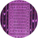 Round Machine Washable Southwestern Purple Country Area Rugs, wshtr2518pur