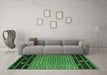 Machine Washable Southwestern Emerald Green Country Area Rugs in a Living Room,, wshtr2518emgrn