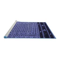 Sideview of Machine Washable Southwestern Blue Country Rug, wshtr2518blu