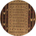 Round Machine Washable Southwestern Brown Country Rug, wshtr2518brn