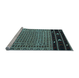 Sideview of Machine Washable Southwestern Light Blue Country Rug, wshtr2518lblu
