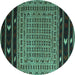 Round Southwestern Turquoise Country Rug, tr2518turq