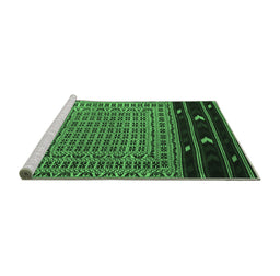 Sideview of Machine Washable Southwestern Emerald Green Country Area Rugs, wshtr2518emgrn