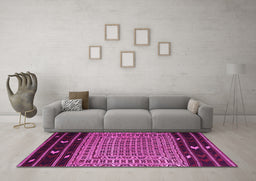 Machine Washable Southwestern Pink Country Rug in a Living Room, wshtr2518pnk