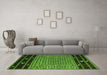 Machine Washable Southwestern Green Country Area Rugs in a Living Room,, wshtr2518grn