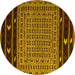 Round Southwestern Yellow Country Rug, tr2518yw