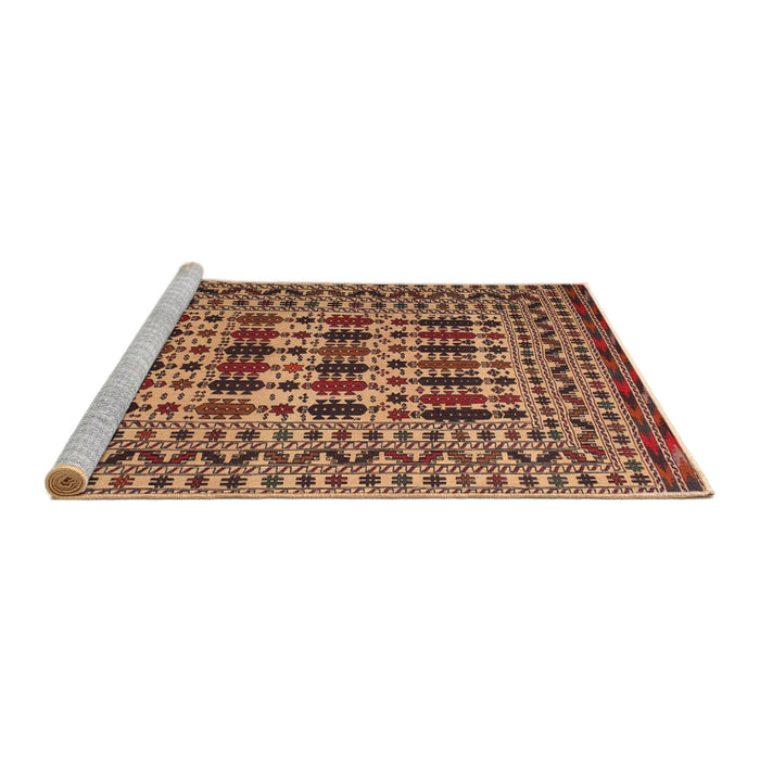 Sideview of Machine Washable Traditional Mango Orange Rug, wshtr2519