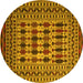 Round Southwestern Yellow Country Rug, tr2519yw