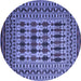 Round Machine Washable Southwestern Blue Country Rug, wshtr2519blu