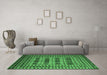 Machine Washable Southwestern Emerald Green Country Area Rugs in a Living Room,, wshtr2519emgrn