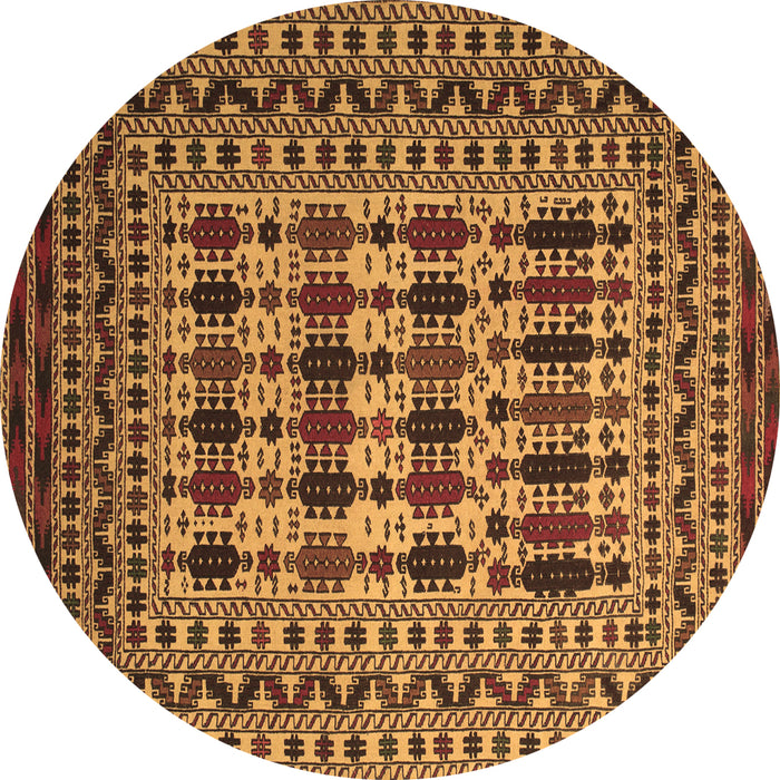 Round Machine Washable Southwestern Brown Country Rug, wshtr2519brn