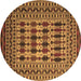 Round Machine Washable Southwestern Brown Country Rug, wshtr2519brn