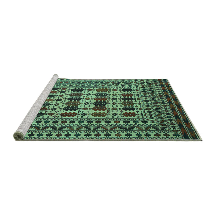 Sideview of Machine Washable Southwestern Turquoise Country Area Rugs, wshtr2519turq