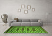 Machine Washable Southwestern Green Country Area Rugs in a Living Room,, wshtr2519grn