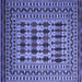 Square Machine Washable Southwestern Blue Country Rug, wshtr2519blu