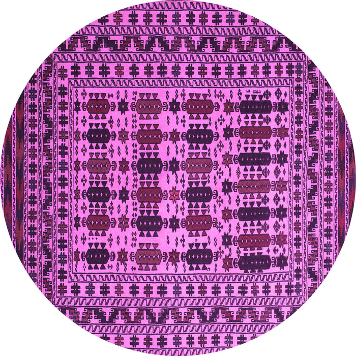 Round Machine Washable Southwestern Purple Country Area Rugs, wshtr2519pur