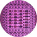 Round Machine Washable Southwestern Purple Country Area Rugs, wshtr2519pur