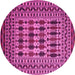 Round Machine Washable Southwestern Pink Country Rug, wshtr2519pnk