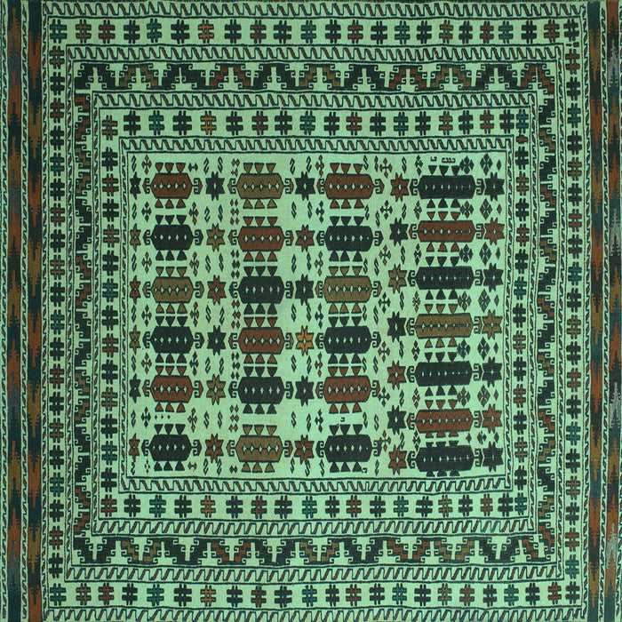 Square Machine Washable Southwestern Turquoise Country Area Rugs, wshtr2519turq