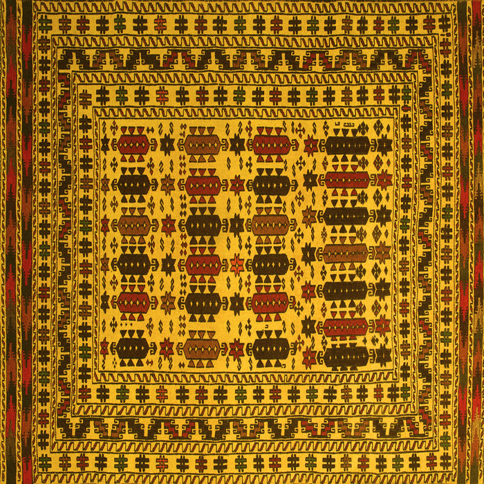 Square Machine Washable Southwestern Yellow Country Rug, wshtr2519yw