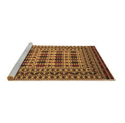 Sideview of Machine Washable Southwestern Brown Country Rug, wshtr2519brn