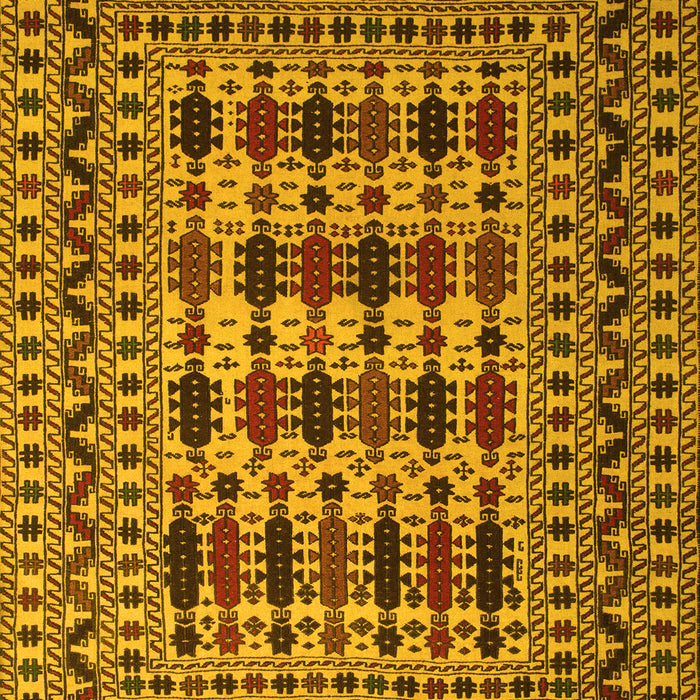Machine Washable Southwestern Yellow Country Rug, wshtr2519yw