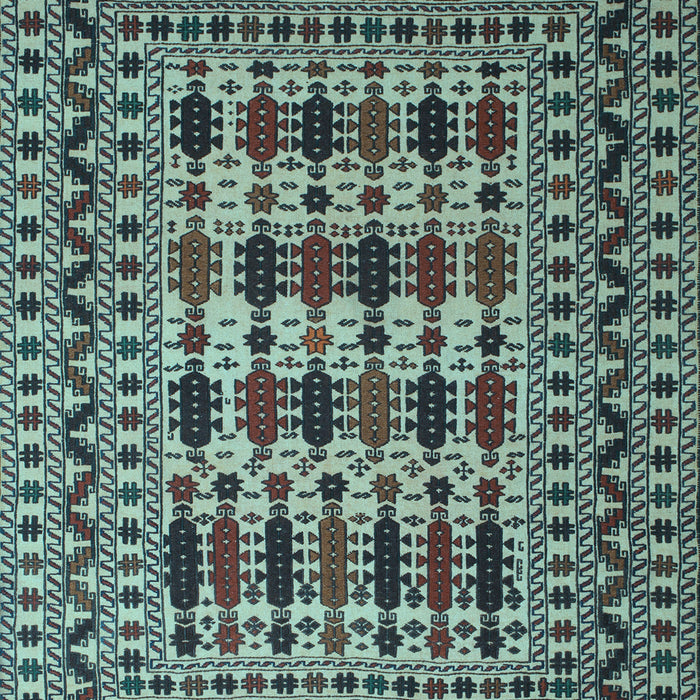 Machine Washable Southwestern Light Blue Country Rug, wshtr2519lblu