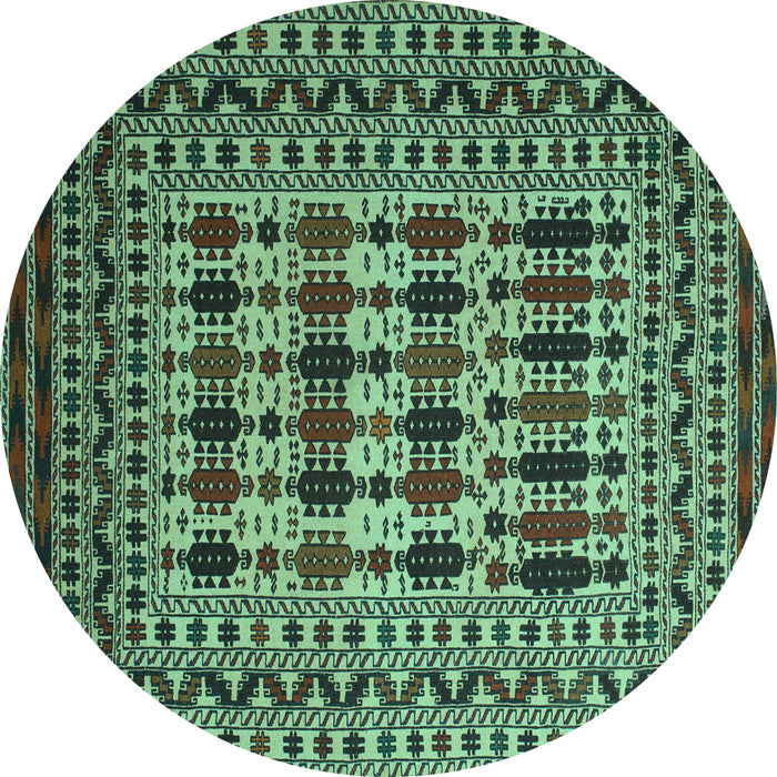 Round Southwestern Turquoise Country Rug, tr2519turq