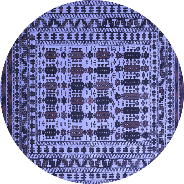 Round Southwestern Blue Country Rug, tr2519blu