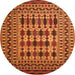 Machine Washable Southwestern Orange Country Area Rugs, wshtr2519org