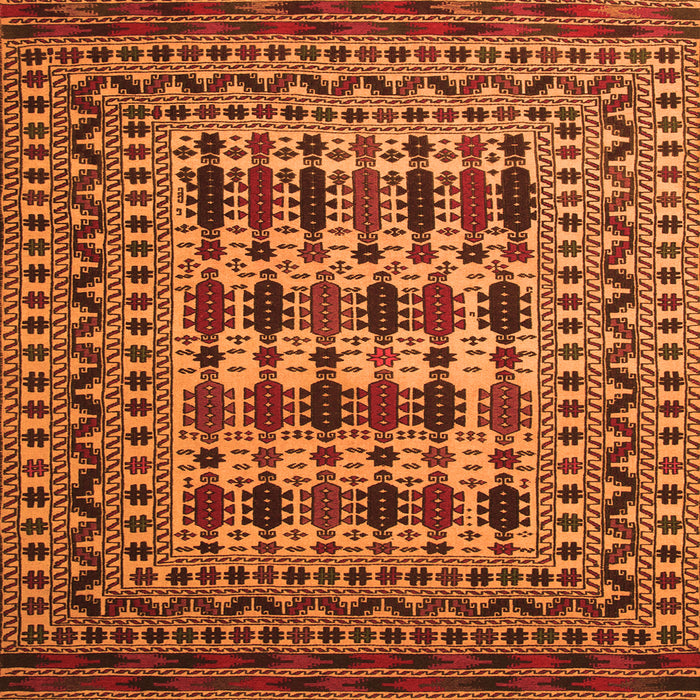 Round Machine Washable Southwestern Orange Country Area Rugs, wshtr2519org