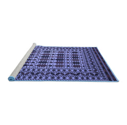 Sideview of Machine Washable Southwestern Blue Country Rug, wshtr2519blu