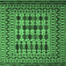 Square Machine Washable Southwestern Emerald Green Country Area Rugs, wshtr2519emgrn