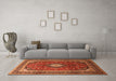 Machine Washable Medallion Orange Traditional Area Rugs in a Living Room, wshtr251org