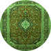 Square Medallion Green Traditional Rug, tr251grn