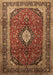 Machine Washable Medallion Brown Traditional Rug, wshtr251brn